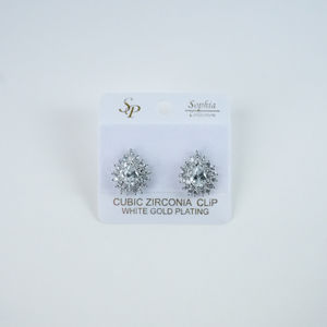 CZ Silver Rhinestone Teardrop Studs Product Image