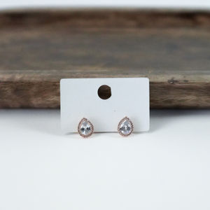 Rosegold Teardrop Rhinestone Studs Product Image