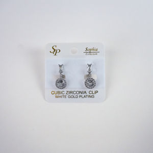 CZ Silver Round Rhinestone Dangle Earrings Product Image