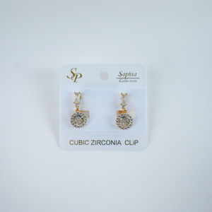 CZ Rosegold Round Rhinestone Dangle Earrings Product Image