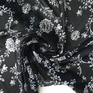 Black With White Floral Chiffon Print Product Image