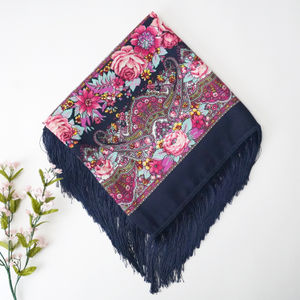 Navy Church Scarf Floral Print Product Image