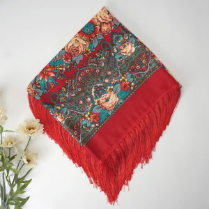Lipstick Red Church Scarf Floral Print Product Image