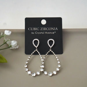 Cubic Zirconia Double Tear Drop Earrings Product Image