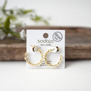 Gold Diamond Star Hoop Earrings Product Image