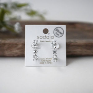 Silver Diamond Star Hoop Earrings Product Image