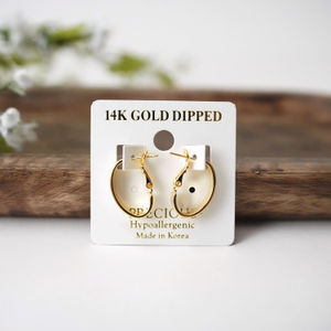 14k Gold Dipped Snap-closure Hoop Earrings Product Image