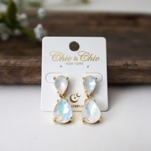 Iridescent Opal With Gold Drop Earrings Product Image