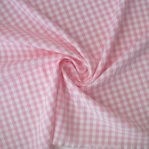 Candy Pink Poly Gingham Stretch Fabric Product Image
