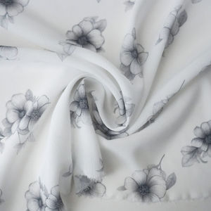 White And Gray Floral Crinkle Print Product Image