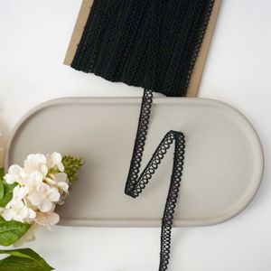 Black Fine Embroidered Narrow Lace Trim Product Image