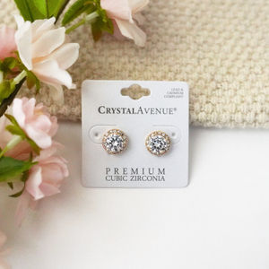 CZ Gold Rhinestone Studs Product Image