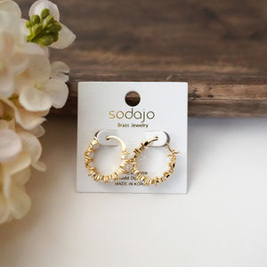 Gold Dipped Rhinestone Hoops With Click Clasp Product Image
