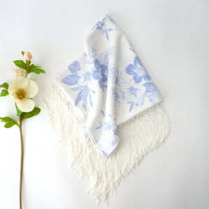Cashmere Blue Church Scarf With Fringe Product Image