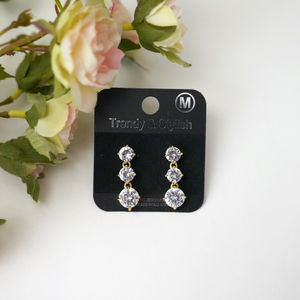 Gold Diamond Dangle Earrings Product Image