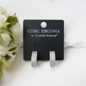 Silver Diamond Clasp Hoop Earrings Product Image
