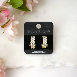 Gold Cubic Zirconia Hoop Earrings Product Image