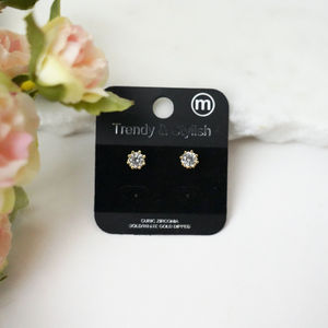 Gold Cubic Zirconia Stud Earrings Product Image