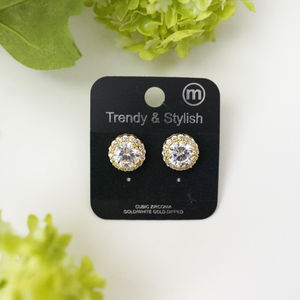 Gold Cubic Zirconia Stud Earrings Product Image