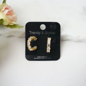 Gold Cubic Zirconia Hoop Earrings Product Image