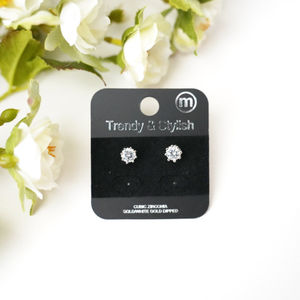 Silver Cubic Zirconia Stud Earrings Product Image