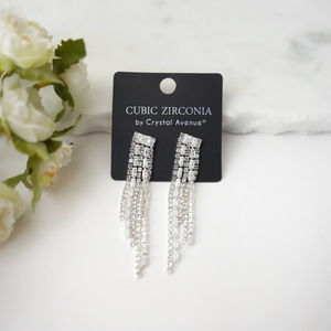 Silver Cubic Zirconia Dangle Earrings Product Image