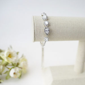 Silver Teardrop  Diamond Crystal Slide Bracelet Product Image