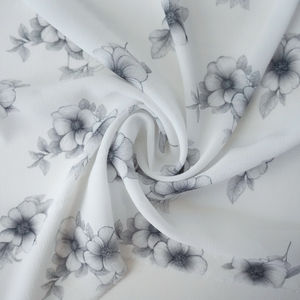 White And Gray Floral Crinkle Print Product Image