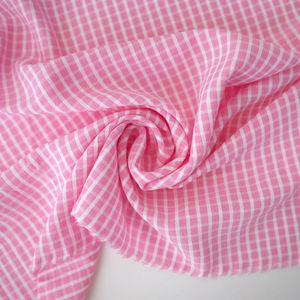 Bright Pink  Gingham Stretch Fabric Product Image