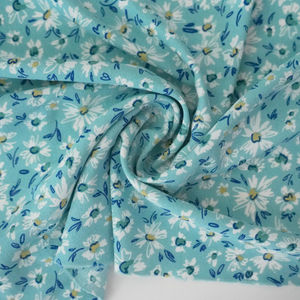 Darker Robin Egg Blue Floral Crepe Polyester Print Product Image