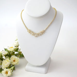 Cubic Zirconia And Gold Flower Necklace Product Image