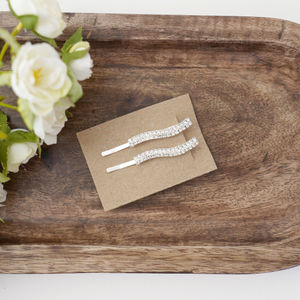Silver Crystal Hair Clips Product Image