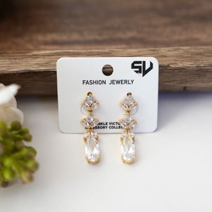 Gold Floral Marquise Crystal Drop Earrings Product Image