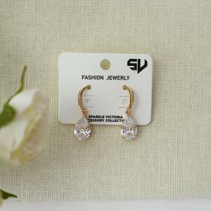 Gold Pear Shaped Crystal Dangle Earrings Product Image