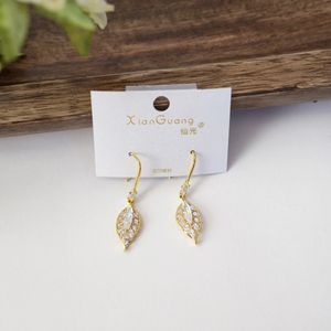 Gold Leaf Crystal Drop Earrings Product Image