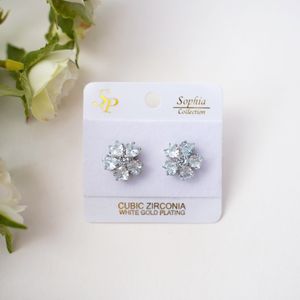 Silver Floral Stud Earrings Product Image