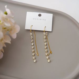 Gold Crystal Chain Drop Earrings Product Image