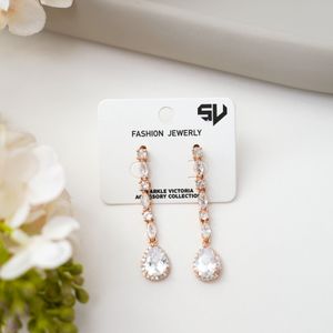 Rose Gold Crystal Drop Earrings Product Image
