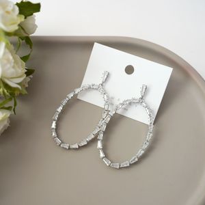 Silver Crystal Hoop Drop Earrings Product Image