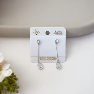 Silver Crystal Pear Shaped Drop Earrings Product Image