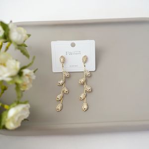 Gold Leaf Crystal Dangle Earrings Product Image