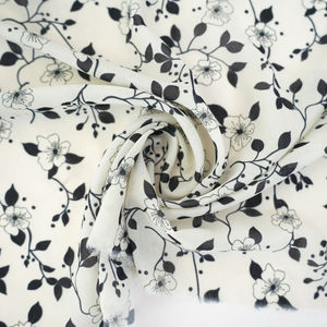 Black And Cream Floral Crinkle Print Product Image