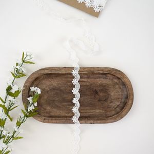 White Scalloped Fine Embroidered Narrow Lace Trim Product Image