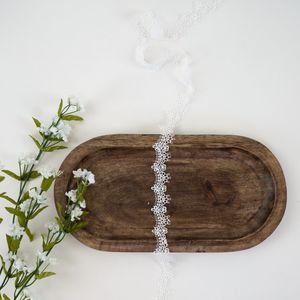White Fine Embroidered Flower Scallop Edge Narrow Lace Trim Product Image