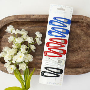 6 Pairs Snap Hair Clips Variety Pack Red, White And Blue Product Image
