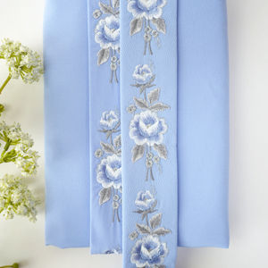 Cashmere Blue Embroidery Design 383 With Silver Product Image
