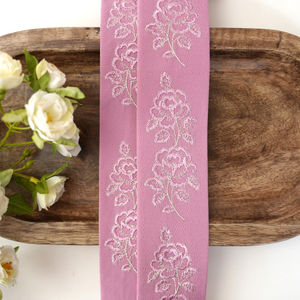 Pink Rose Embroidery 388 With Pewter Product Image
