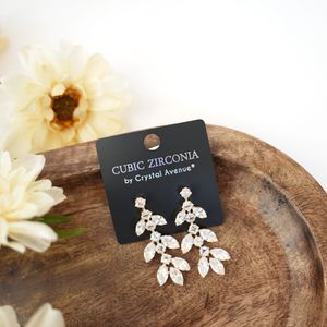 Gold Crystal  Leaf Dangle Earrings Product Image