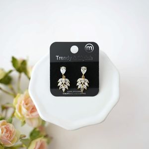 Gold Tear Drop Crystal Earrings Product Image