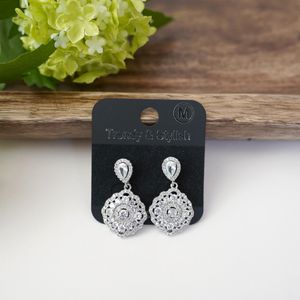 Silver Detailed Crystal Dangle Earrings Product Image